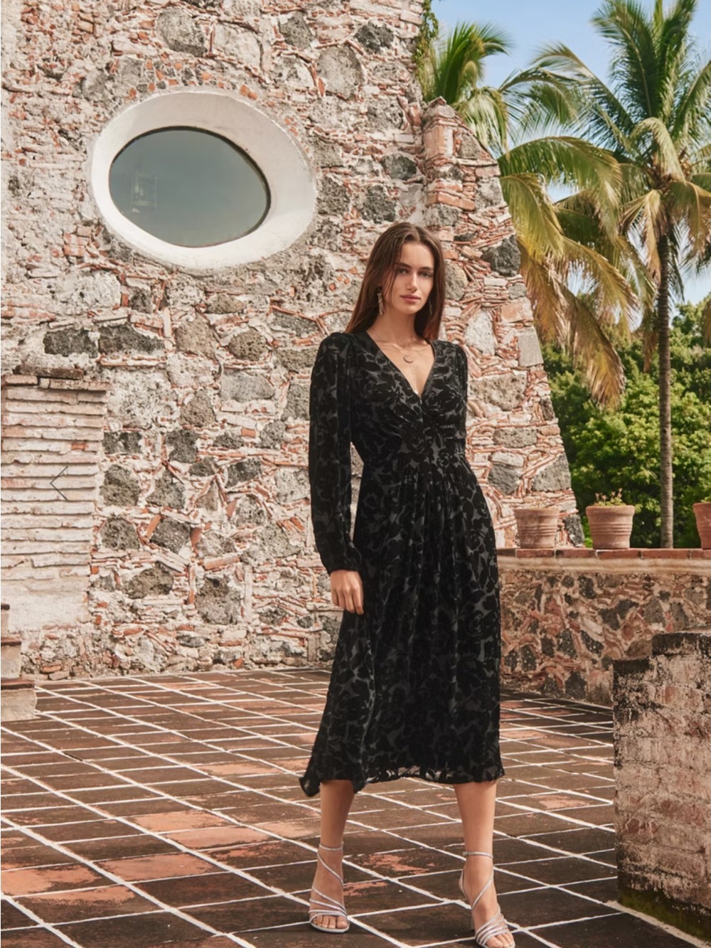 Johnny Was Jade Wynnter Midi Dress Black Floral Burnout Silk Blend 12 Fall